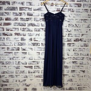 BCX Formal Woman's Maxi Dress Size 7 Navy Blue Empire Waist‎ Bridesmaid Gown